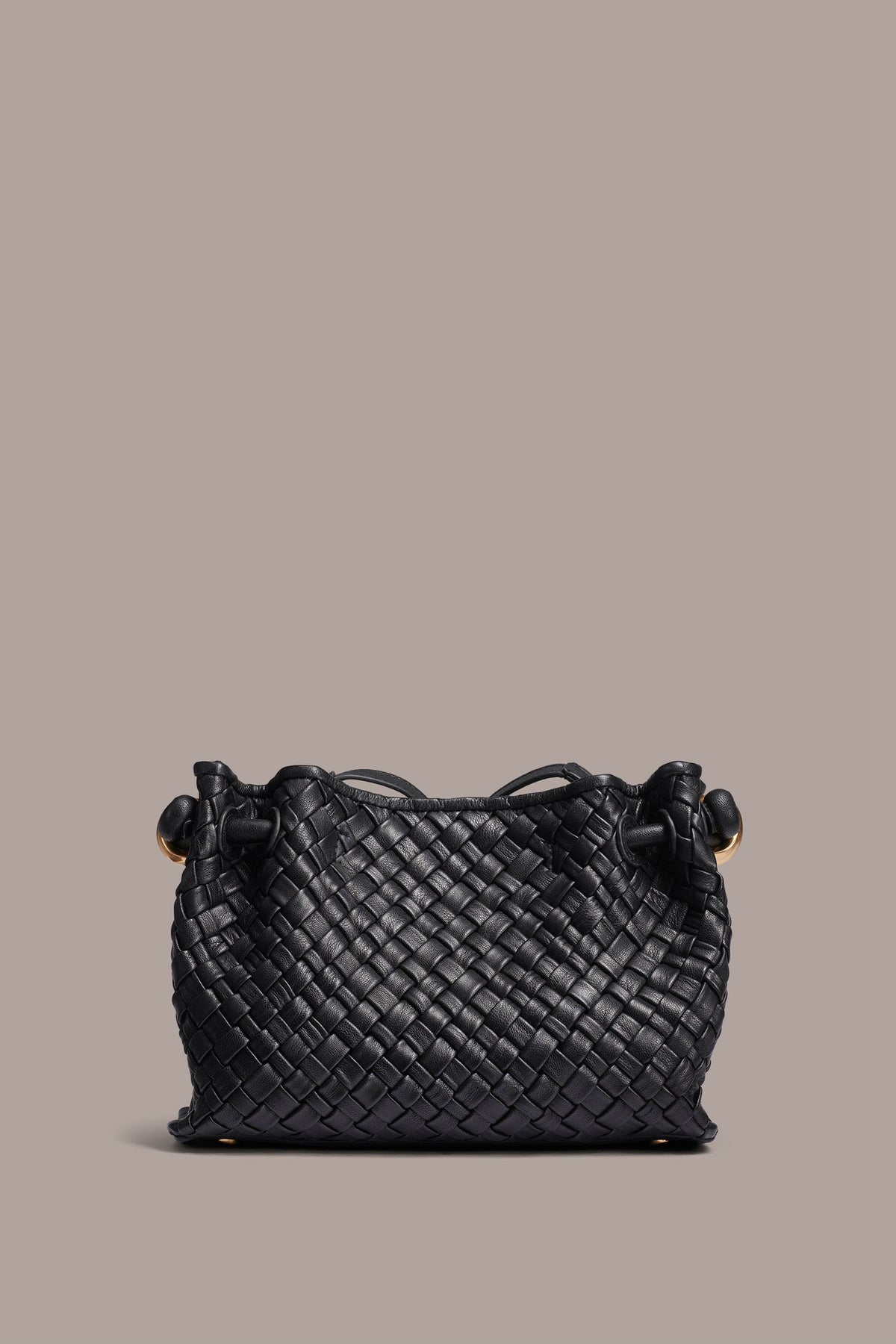 CASHMERE WOVEN LEATHER CROSSBODY BAG - Black / Gold