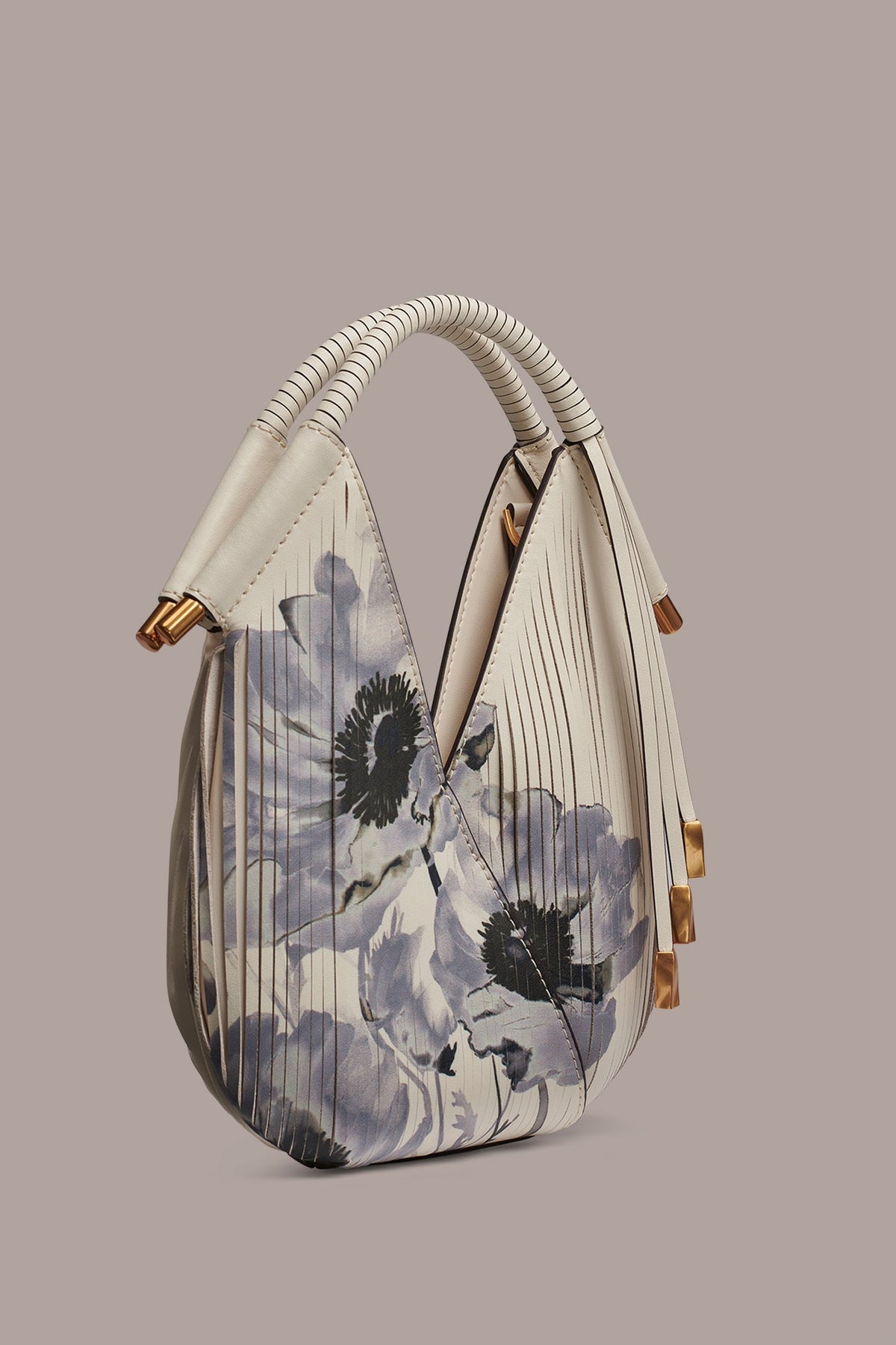 BALDWIN FLORAL LASER-CUT LEATHER MICRO CROSSBODY - Bone