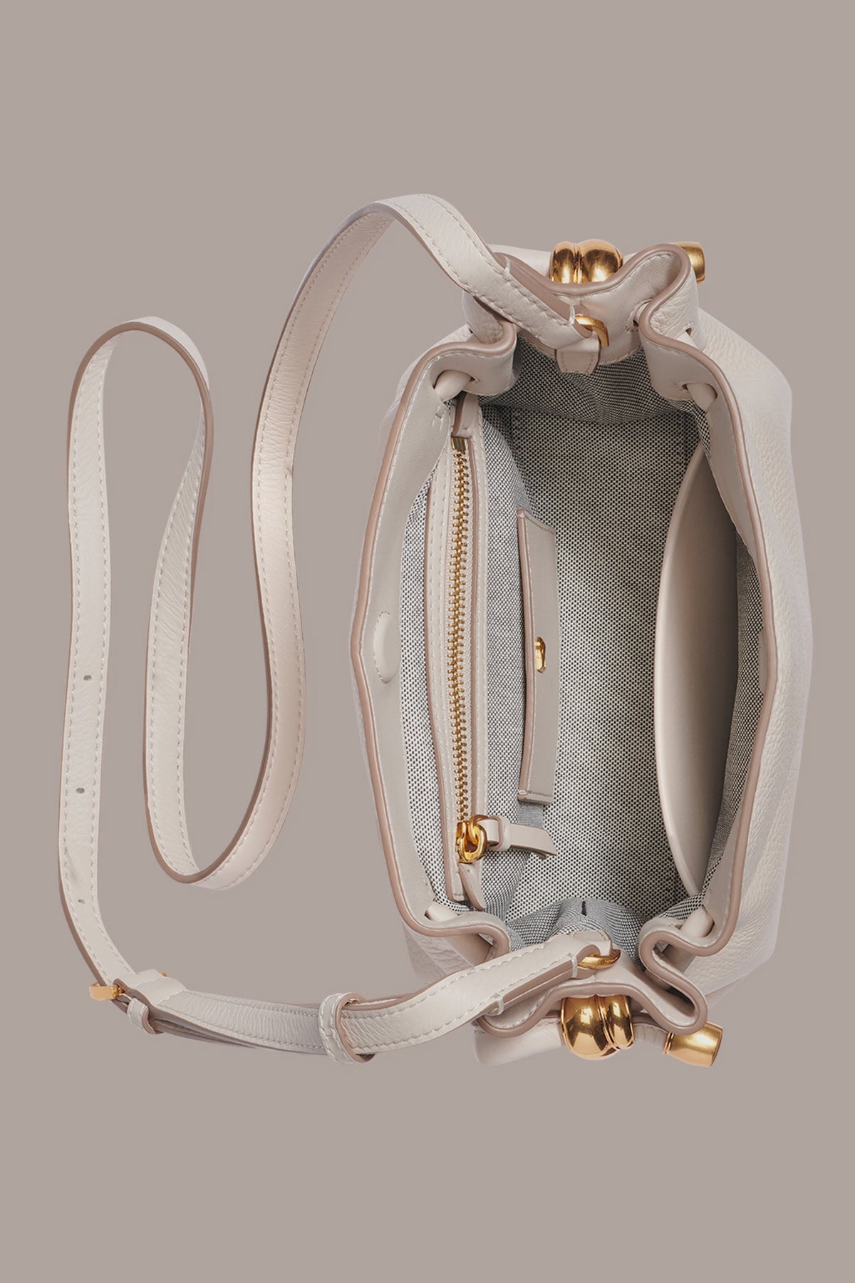 CASHMERE LEATHER CROSSBODY BAG - SAND