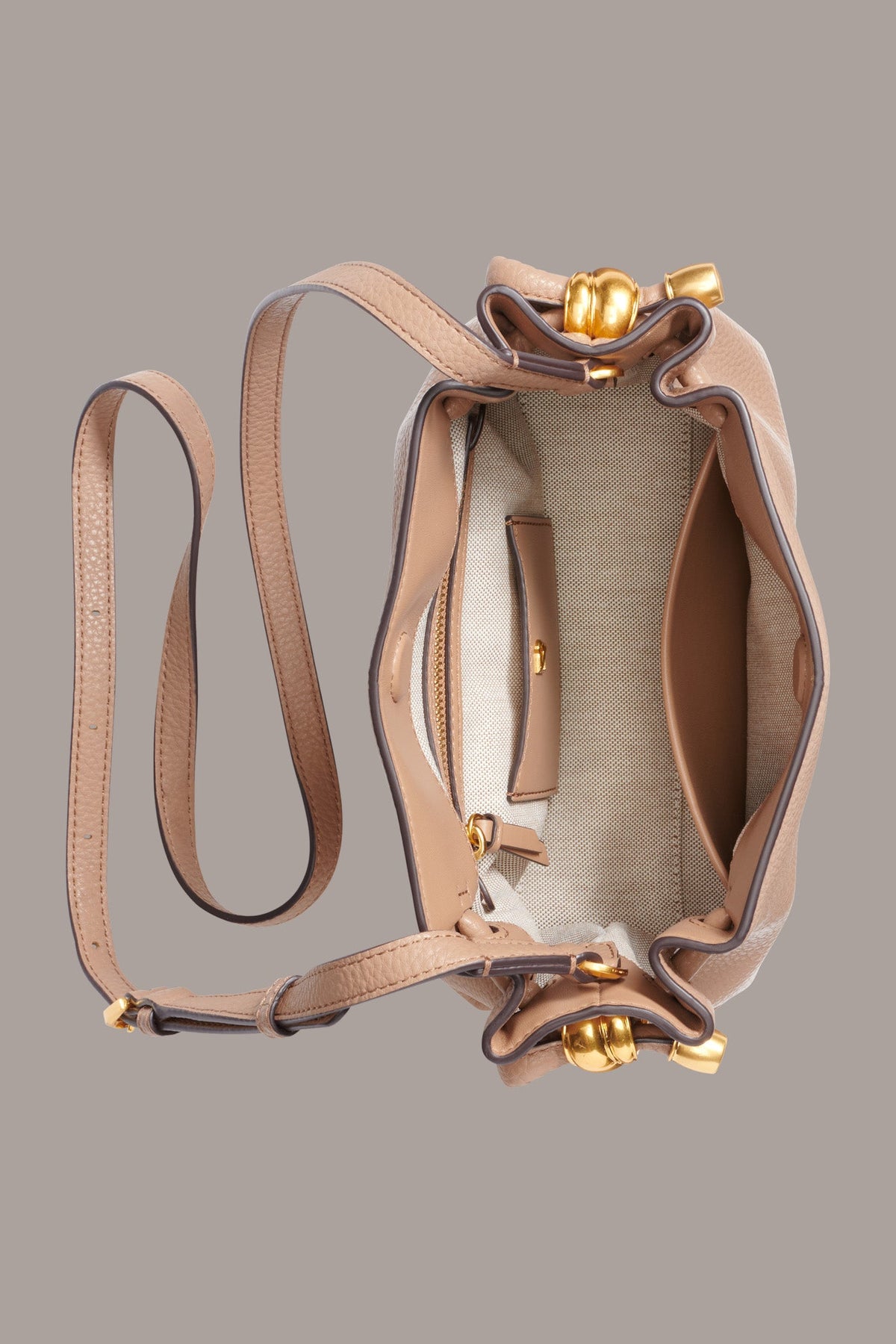 CASHMERE LEATHER CROSSBODY BAG - TOASTED ALMOND