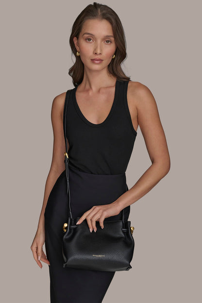 CASHMERE LEATHER CROSSBODY BAG - TOASTED ALMOND