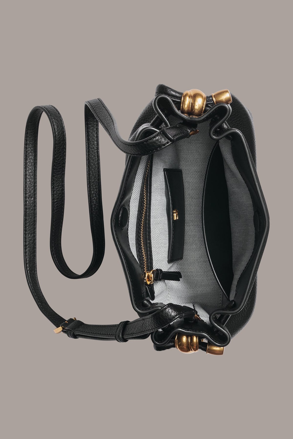 CASHMERE LEATHER CROSSBODY BAG - Black