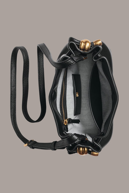 CASHMERE LEATHER CROSSBODY BAG - Black