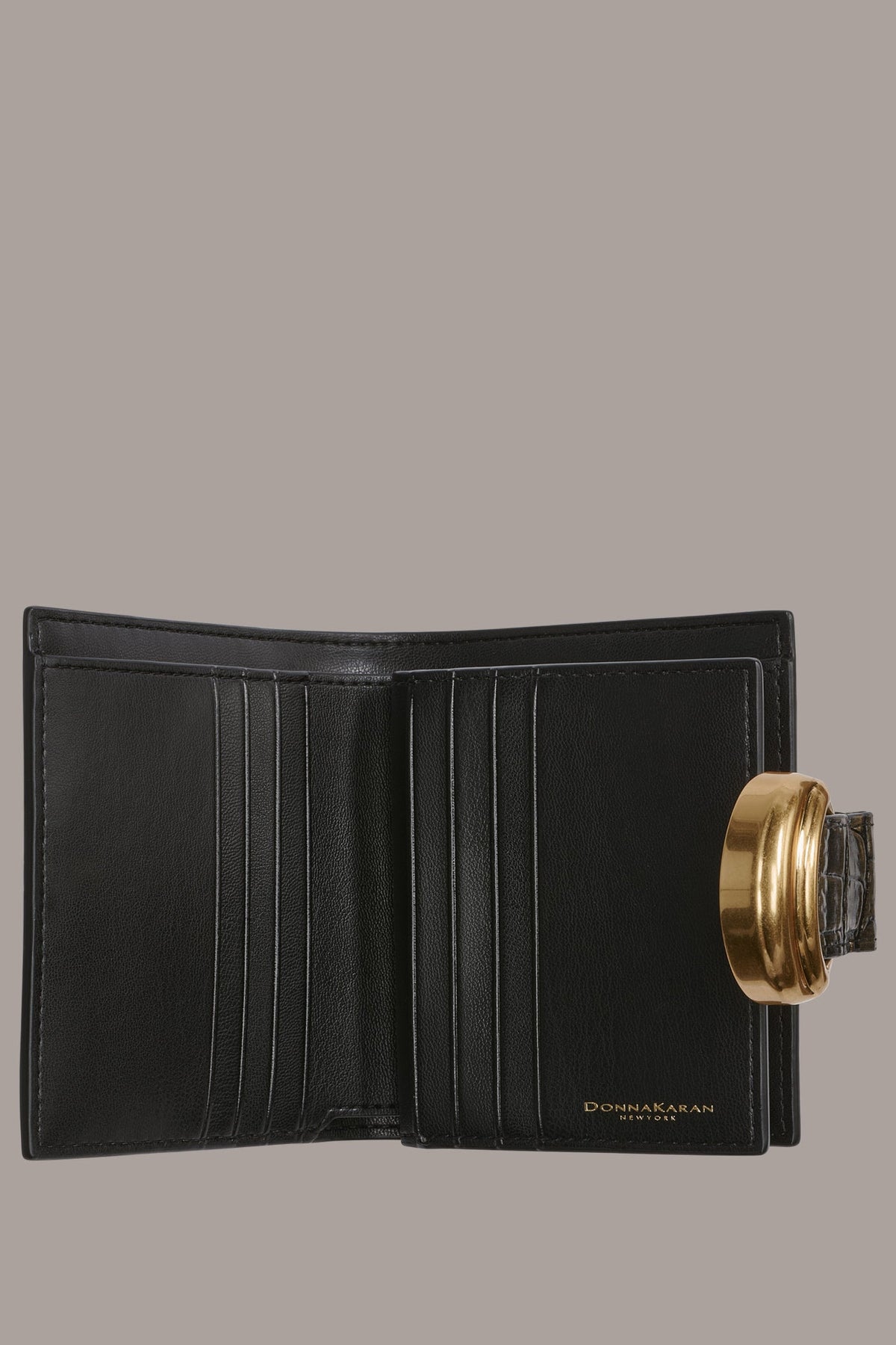 VALLEY STREAM METALLIC CROC-EFFECT SMALL WALLET - BLACK/GOLD