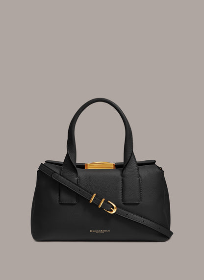 AMAGANSETT LEATHER SATCHEL BAG - Black