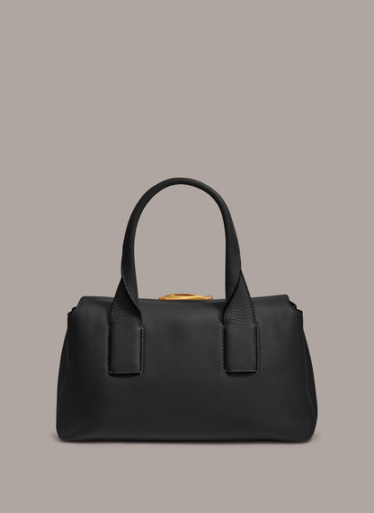 AMAGANSETT LEATHER SATCHEL BAG - Black