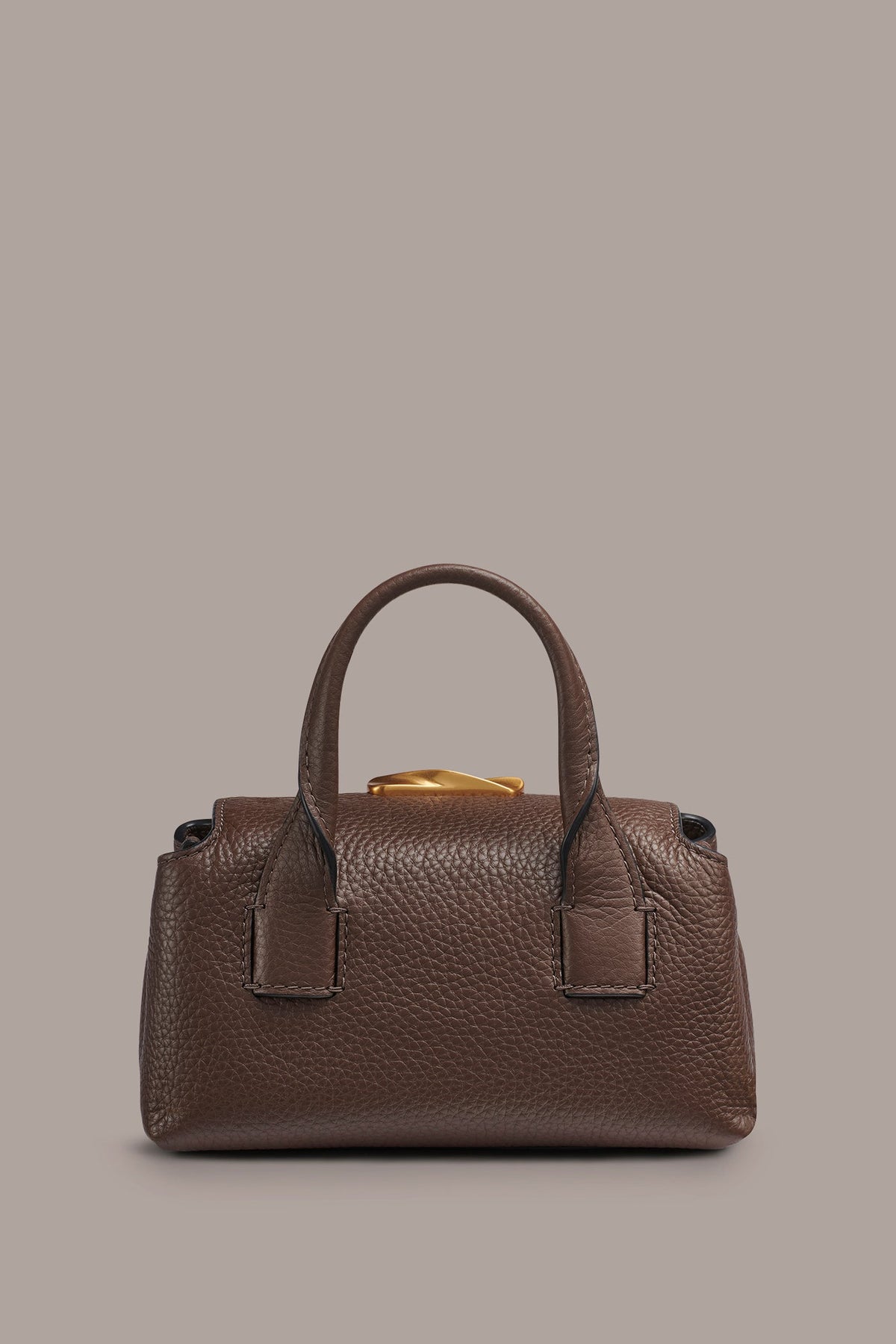 AMAGANSETT LEATHER MINI SATCHEL BAG - Umber