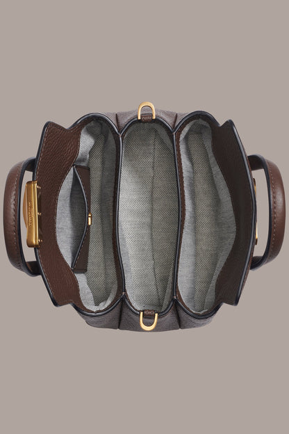 AMAGANSETT LEATHER MINI SATCHEL BAG - Umber