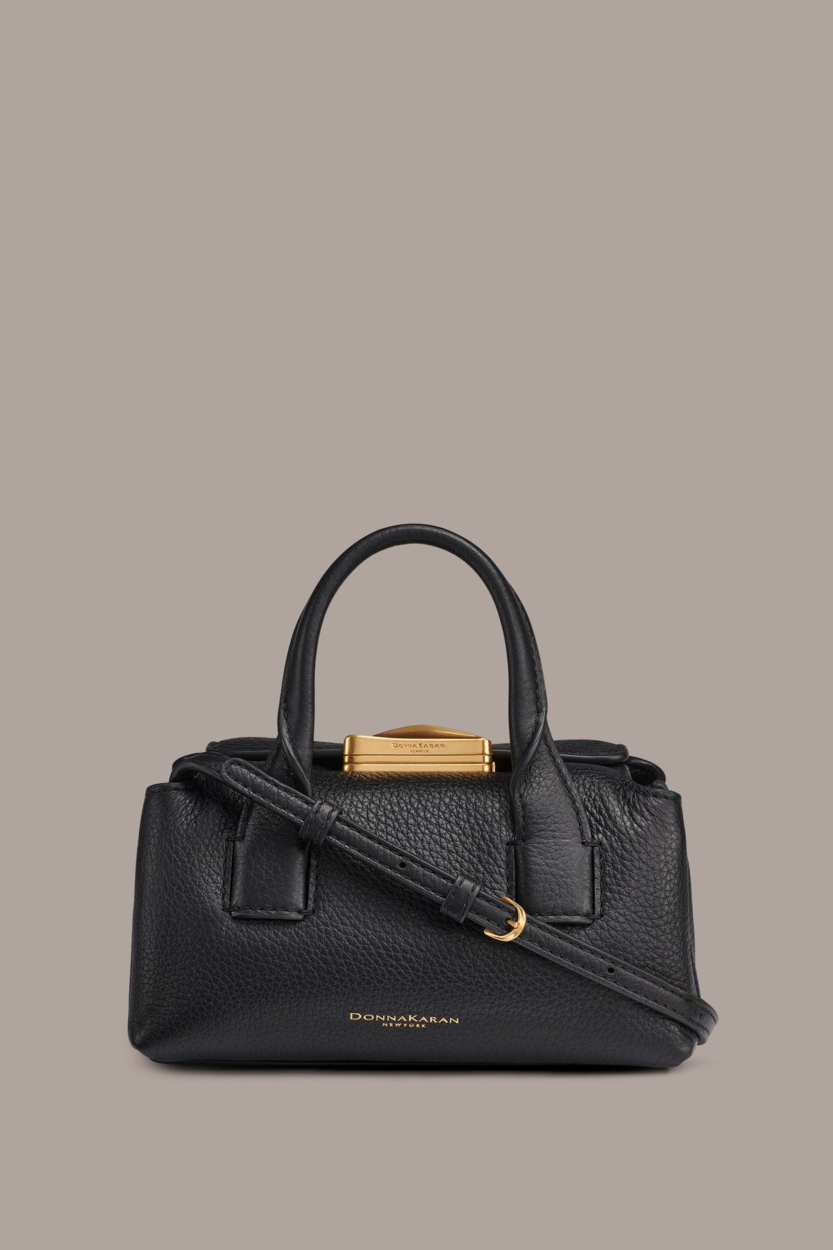 AMAGANSETT LEATHER MINI SATCHEL BAG - Black / Gold