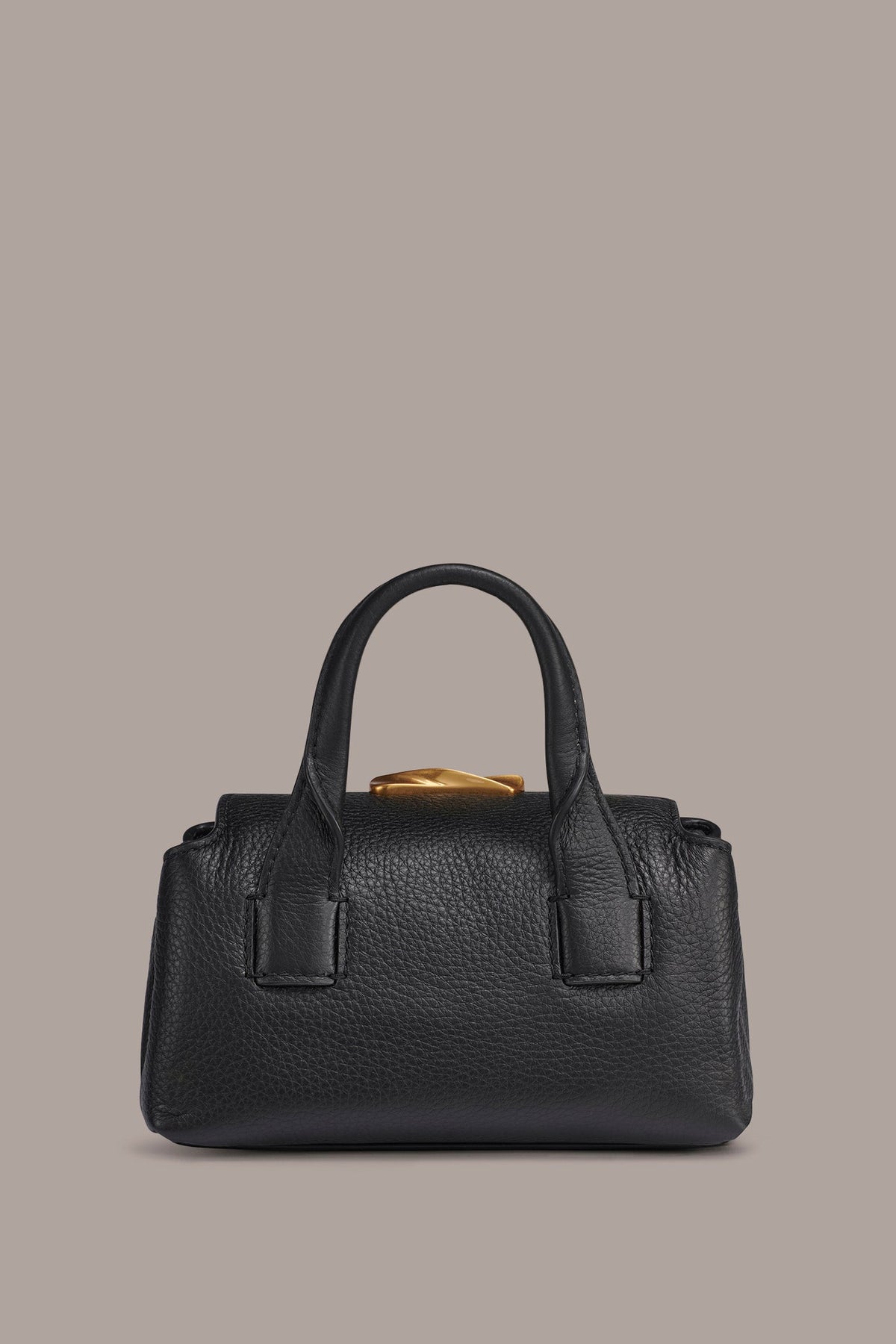 AMAGANSETT LEATHER MINI SATCHEL BAG - Black / Gold