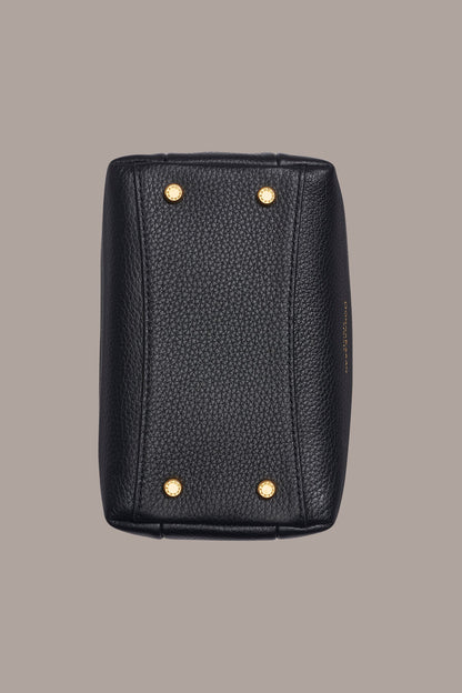 AMAGANSETT LEATHER MINI SATCHEL BAG - Black / Gold