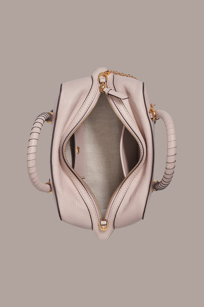 CHANTILLY LEATHER MINI SATCHEL BAG - Snow Petal