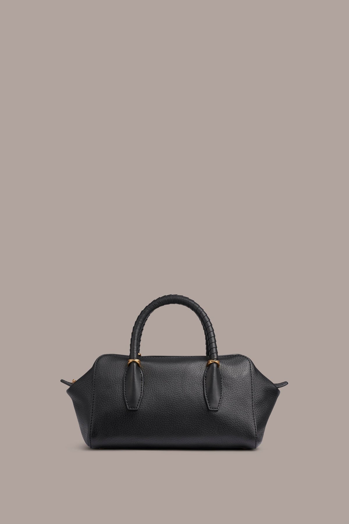 CHANTILLY LEATHER MINI SATCHEL BAG - Black / Gold