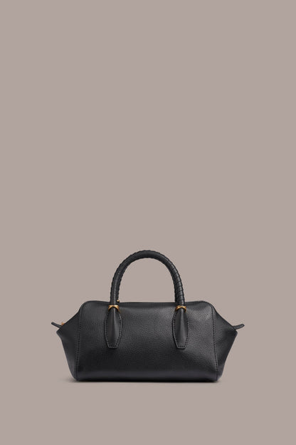 CHANTILLY LEATHER MINI SATCHEL BAG - Black / Gold
