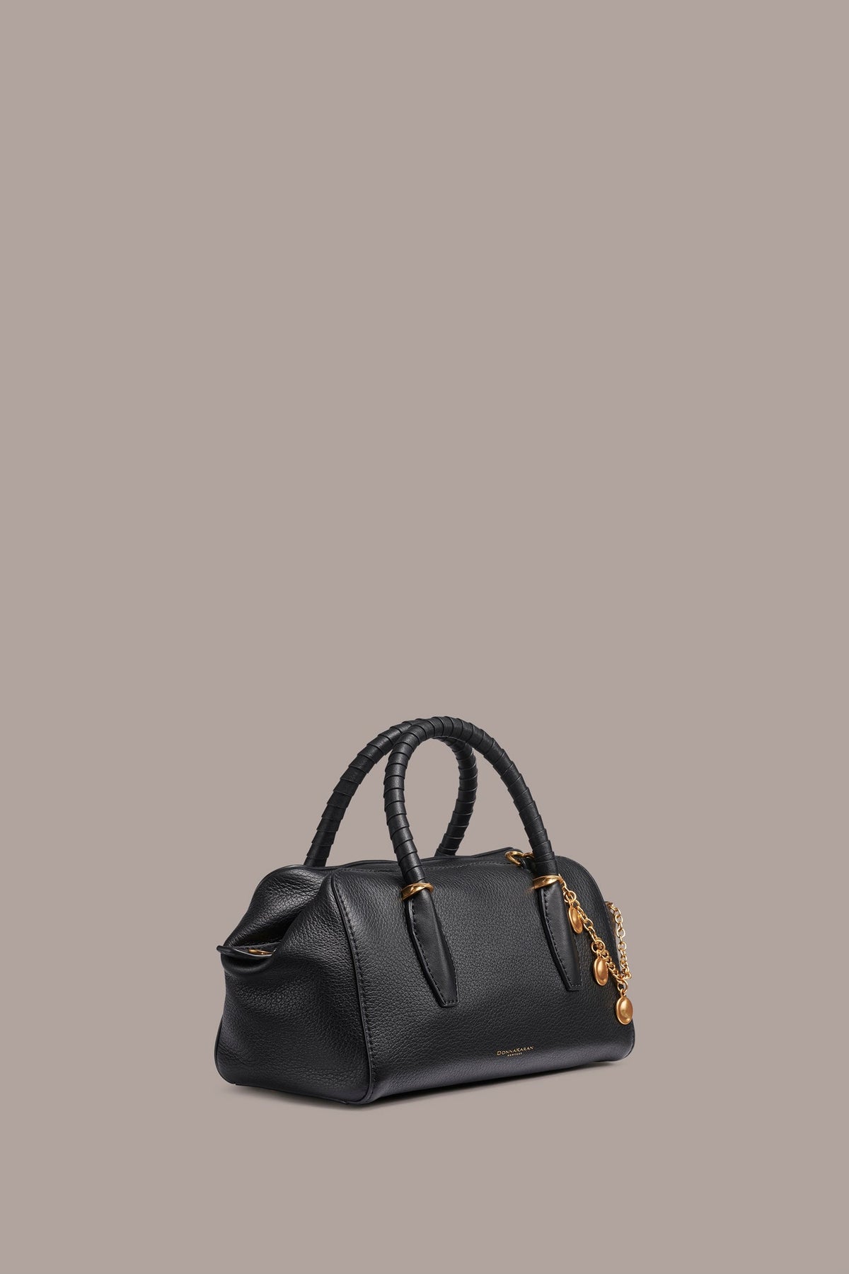 CHANTILLY LEATHER MINI SATCHEL BAG - Black / Gold