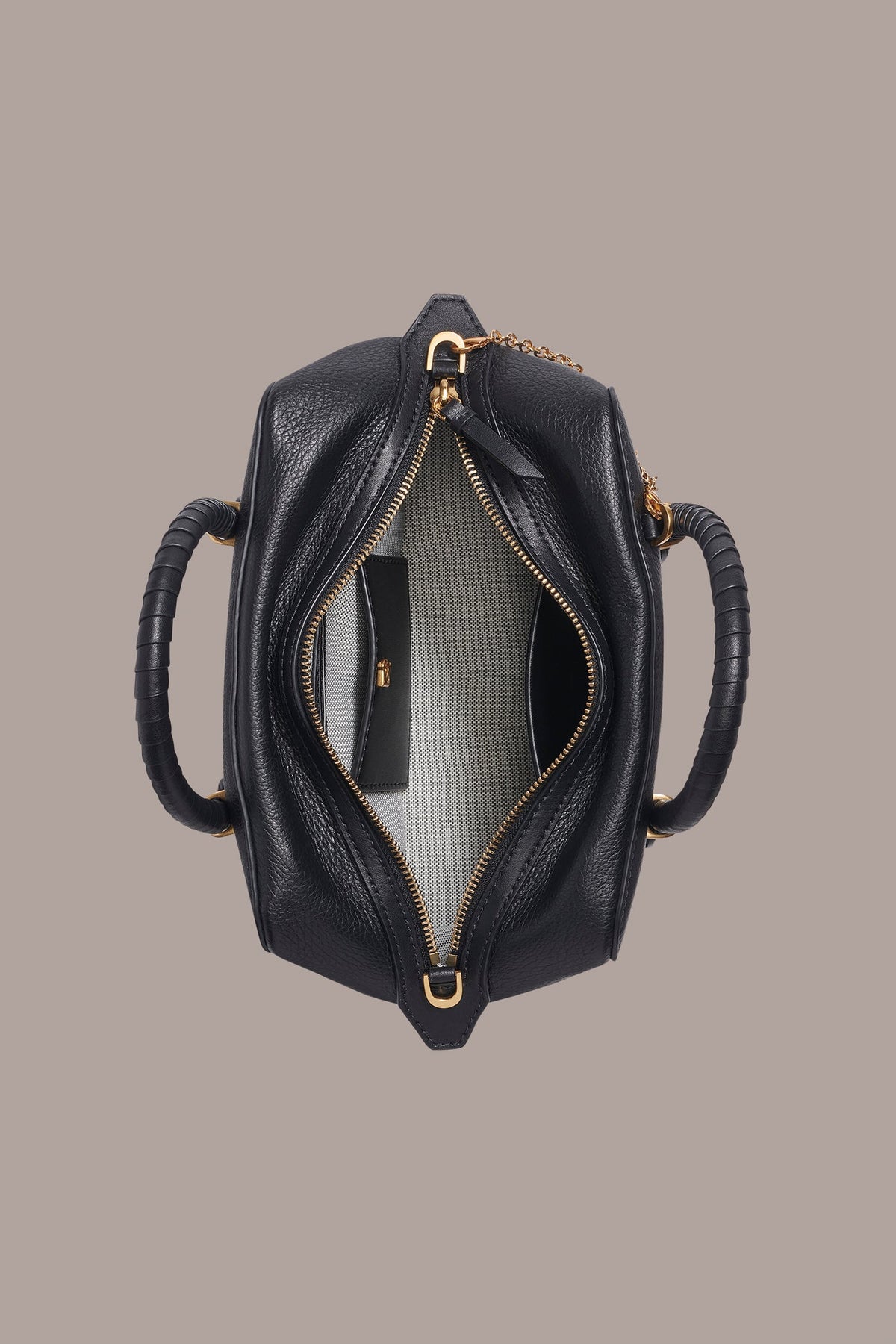 CHANTILLY LEATHER MINI SATCHEL BAG - Black / Gold