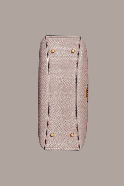 BRIDGEHAMPTON SNAKE-EFFECT LEATHER SATCHEL BAG - Snow Petal