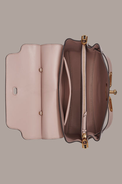 BRIDGEHAMPTON SNAKE-EFFECT LEATHER SATCHEL BAG - Snow Petal