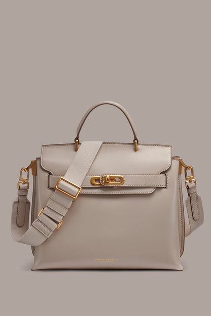 BRIDGEHAMPTON LEATHER SATCHEL BAG - Sand