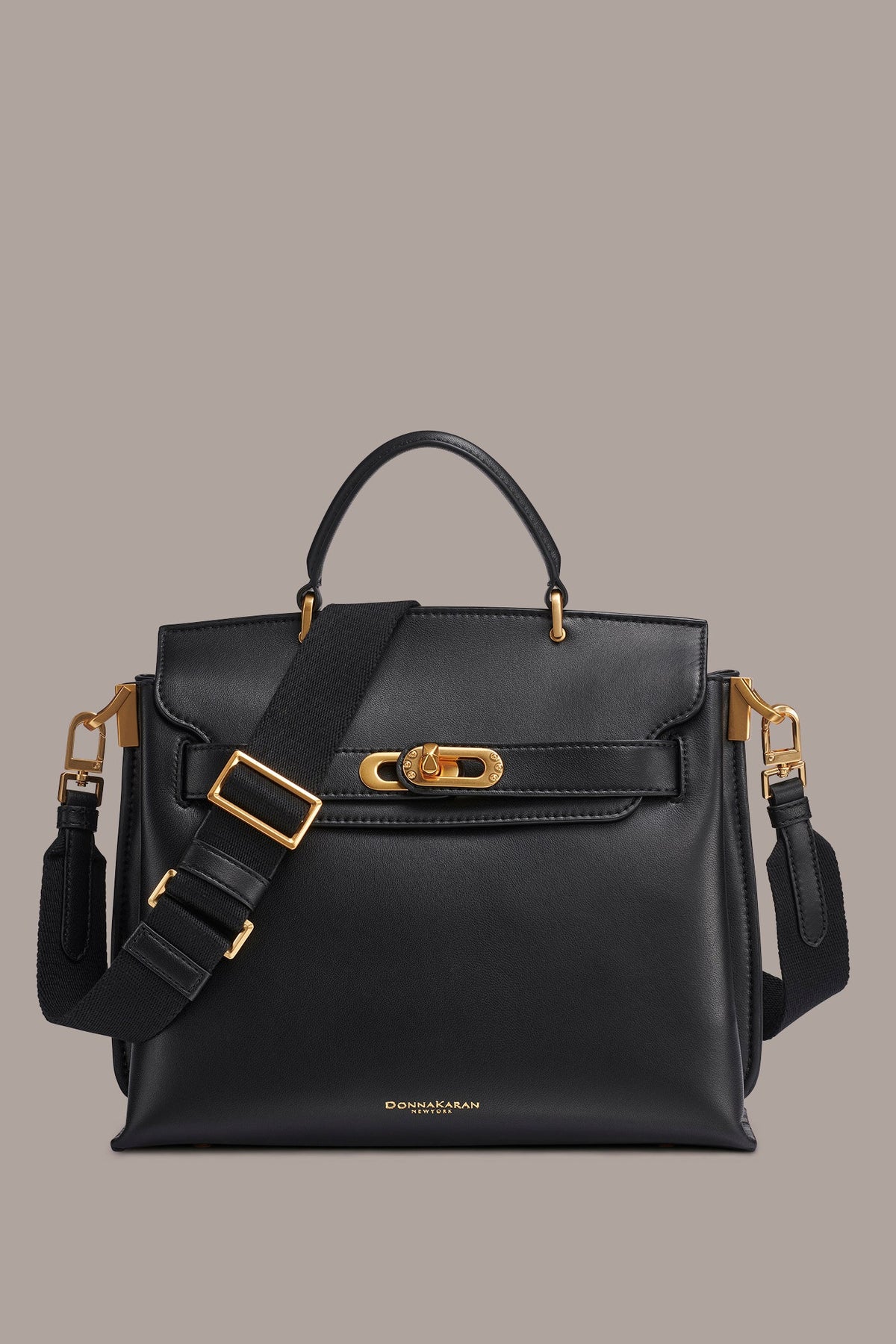 BRIDGEHAMPTON LEATHER SATCHEL BAG - Black / Gold