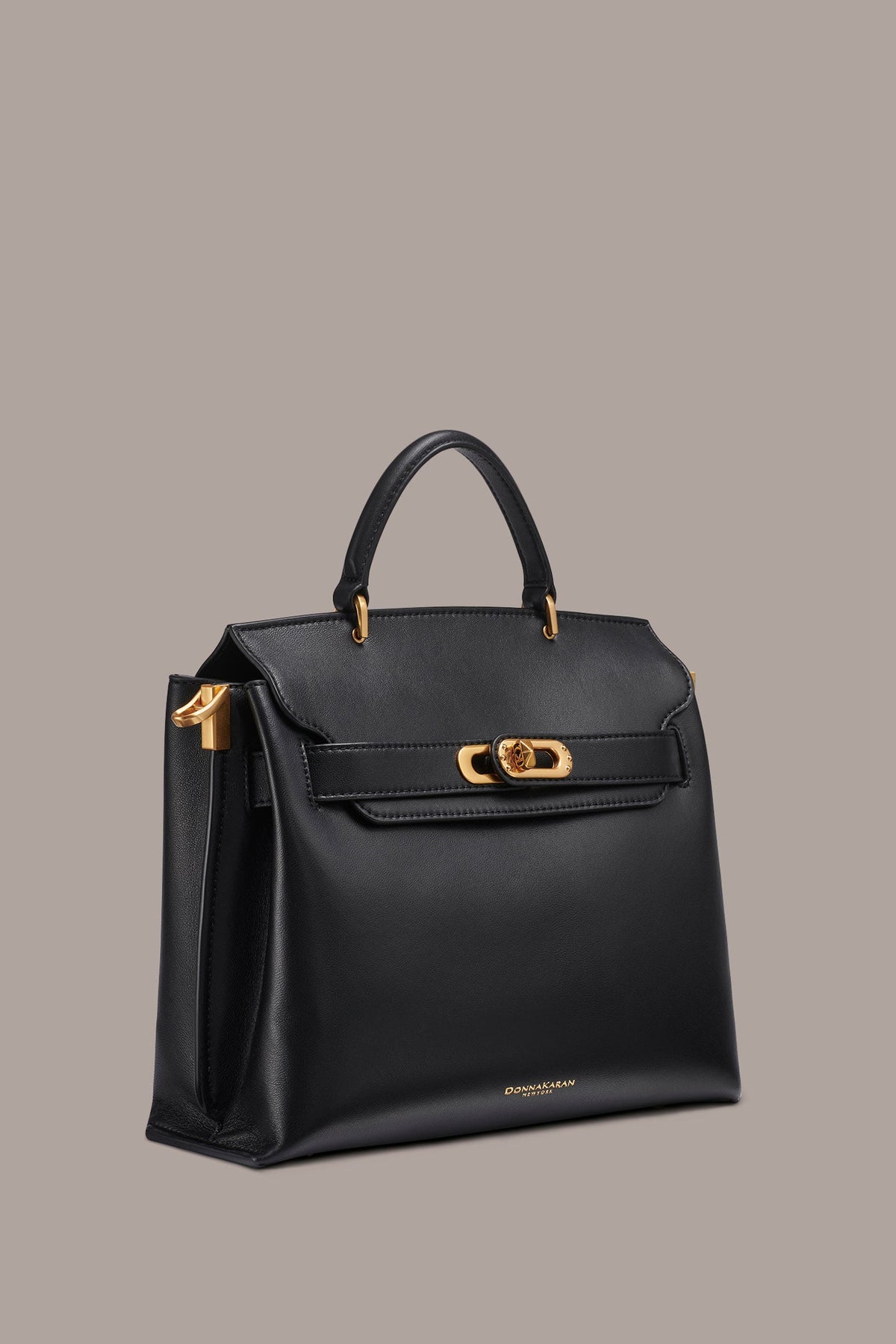 BRIDGEHAMPTON LEATHER SATCHEL BAG - Black / Gold