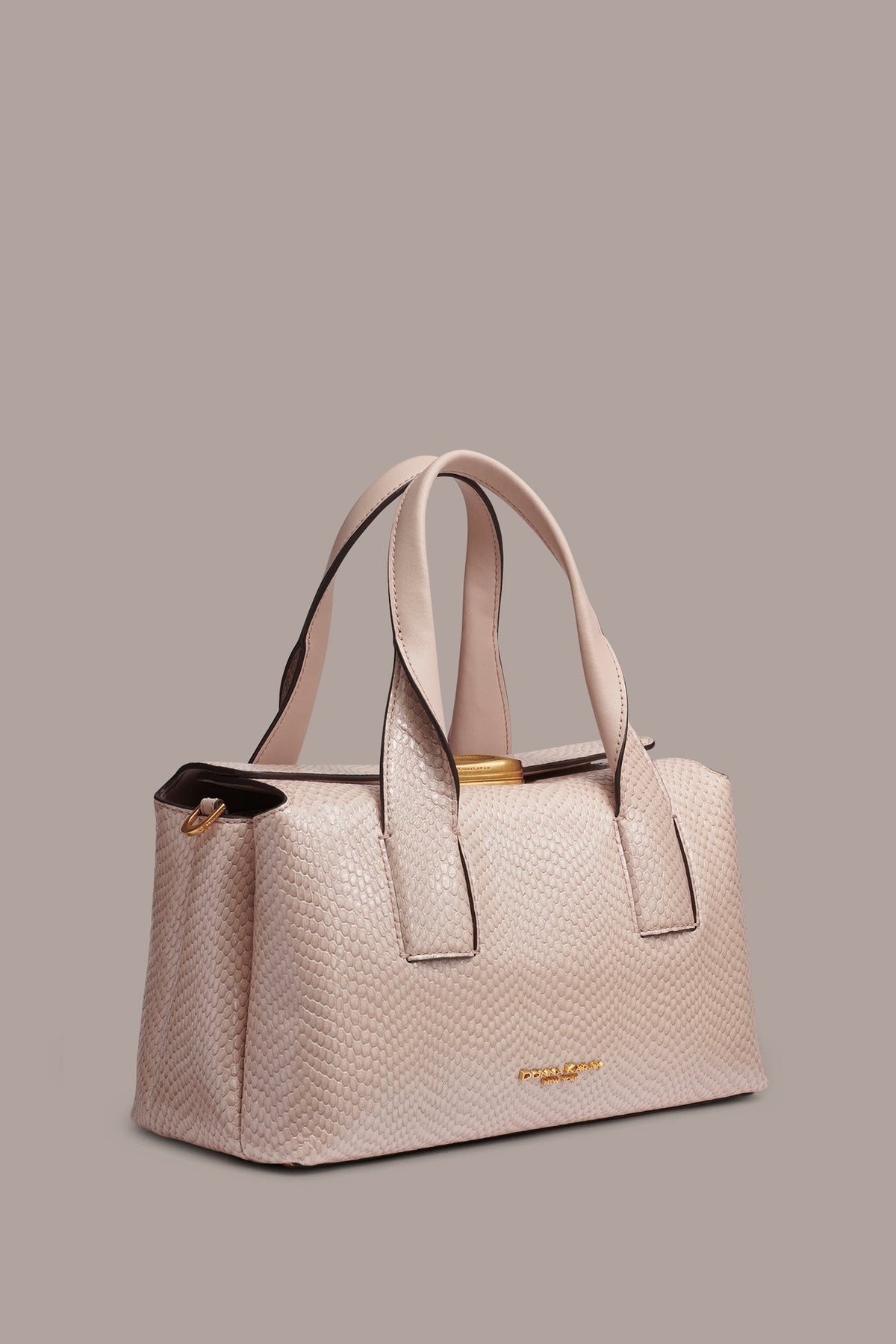 AMAGANSETT SNAKE-EFFECT LEATHER SATCHEL BAG - Snow Petal