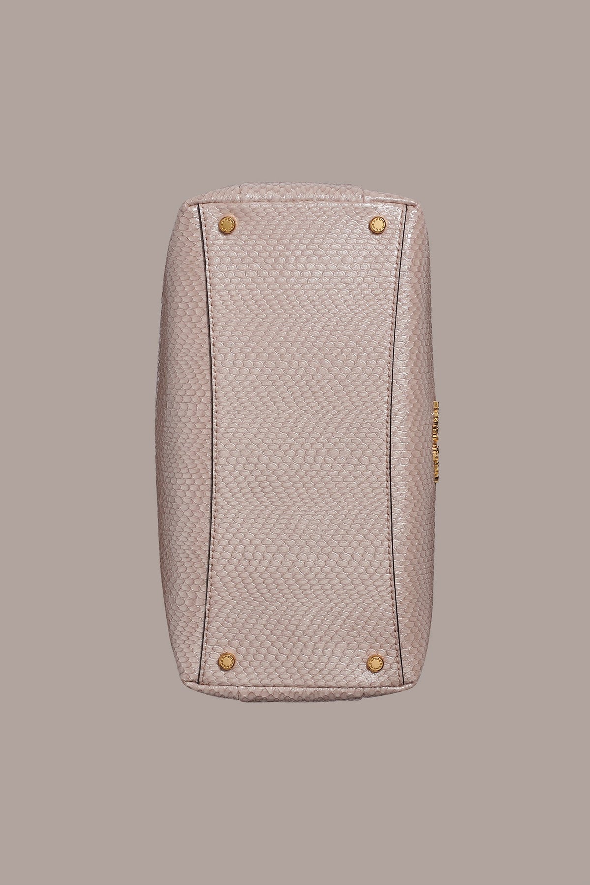AMAGANSETT SNAKE-EFFECT LEATHER SATCHEL BAG - Snow Petal