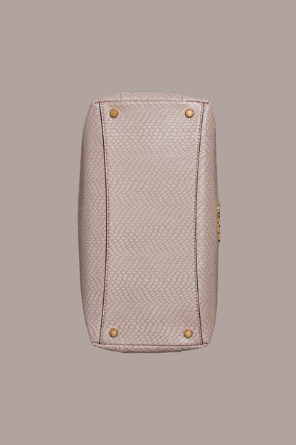 AMAGANSETT SNAKE-EFFECT LEATHER SATCHEL BAG - Snow Petal