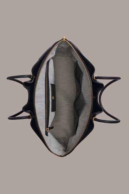 OXFORD LEATHER SATCHEL BAG - Black / Gold