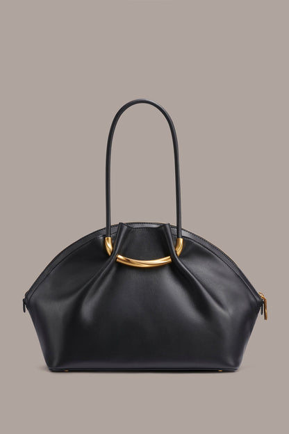 OXFORD LEATHER SATCHEL BAG - Black / Gold