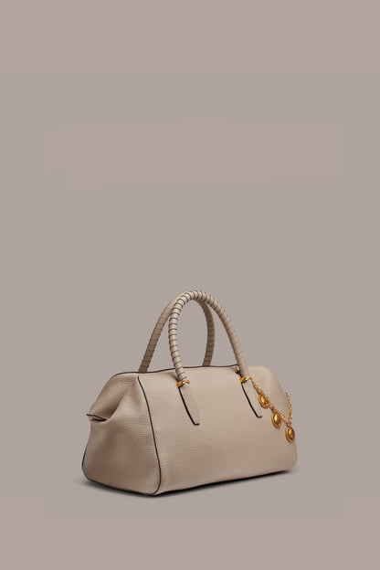 CHANTILLY LEATHER SATCHEL BAG - Moth