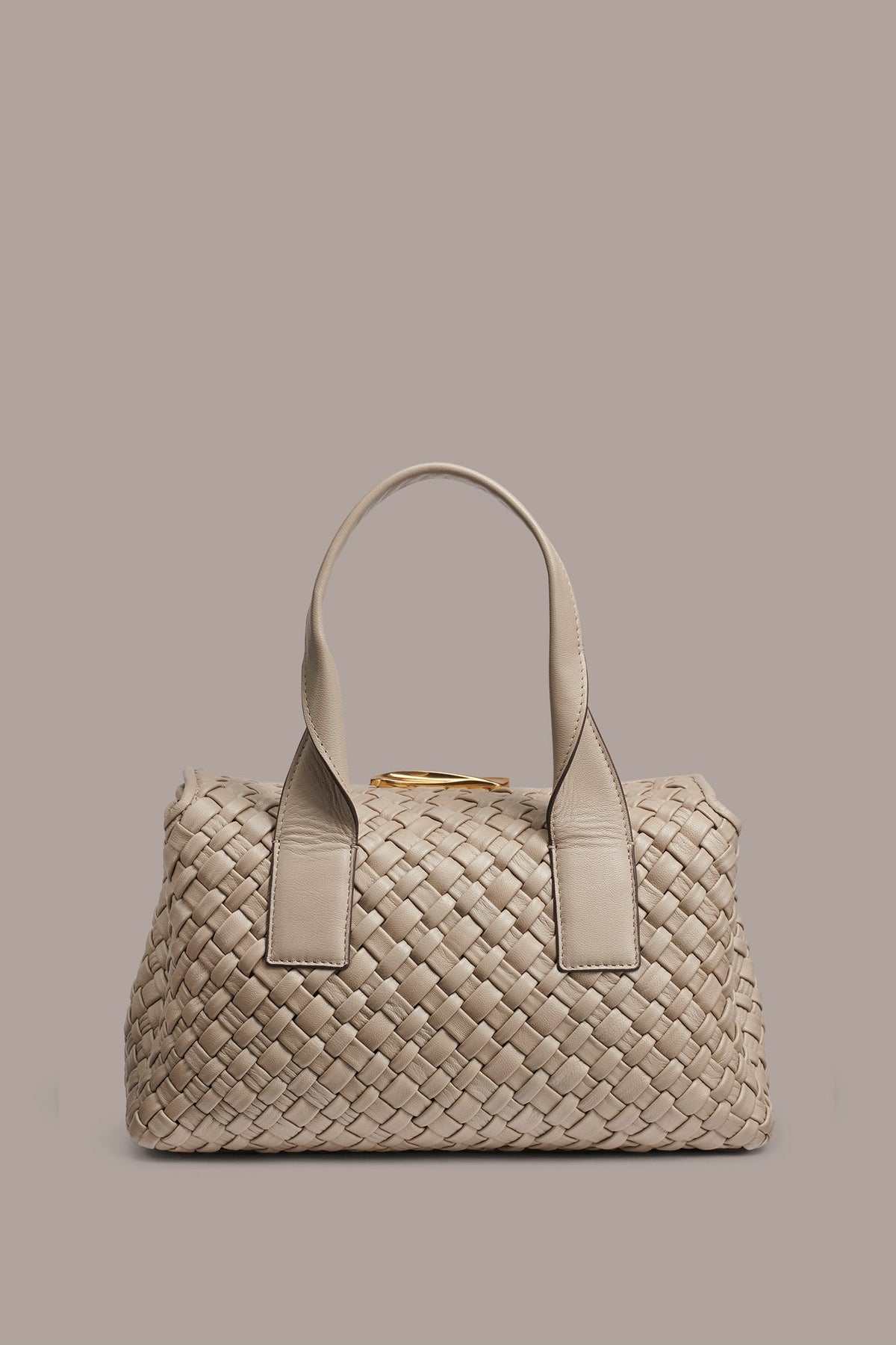 AMAGANSETT WOVEN LEATHER SATCHEL BAG - Moth