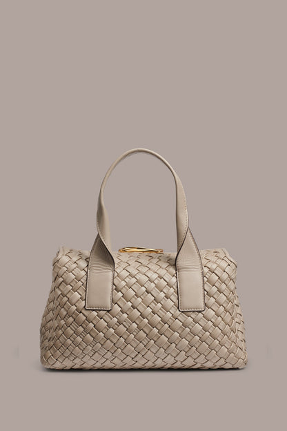 AMAGANSETT WOVEN LEATHER SATCHEL BAG - Moth