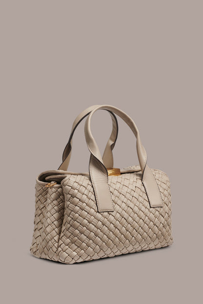 AMAGANSETT WOVEN LEATHER SATCHEL BAG - Moth