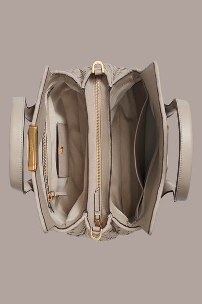 AMAGANSETT WOVEN LEATHER SATCHEL BAG - Moth