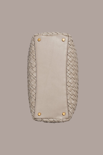 AMAGANSETT WOVEN LEATHER SATCHEL BAG - Moth