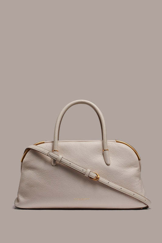 SATIN LEATHER SATCHEL - Sand
