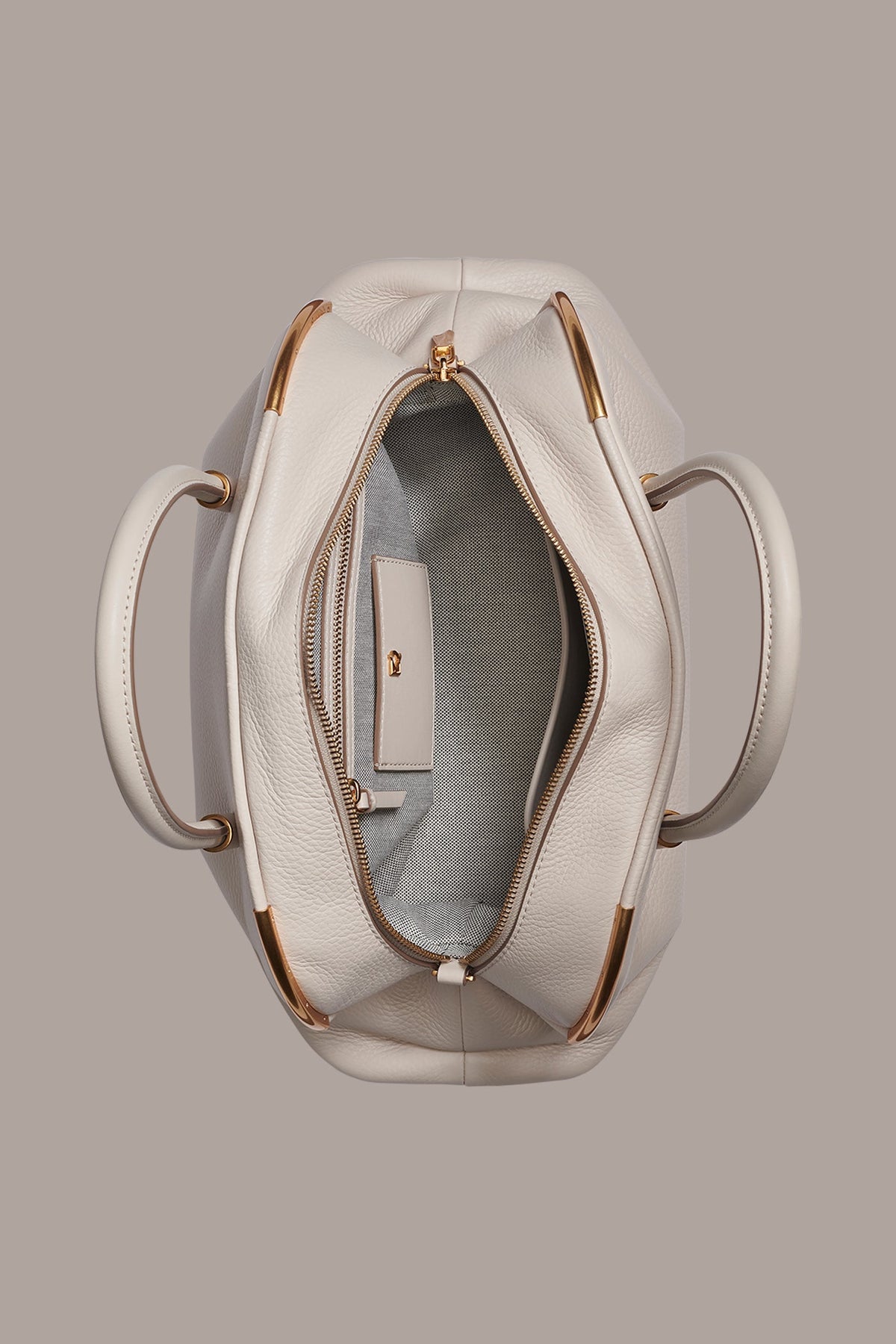 SATIN LEATHER SATCHEL - Sand