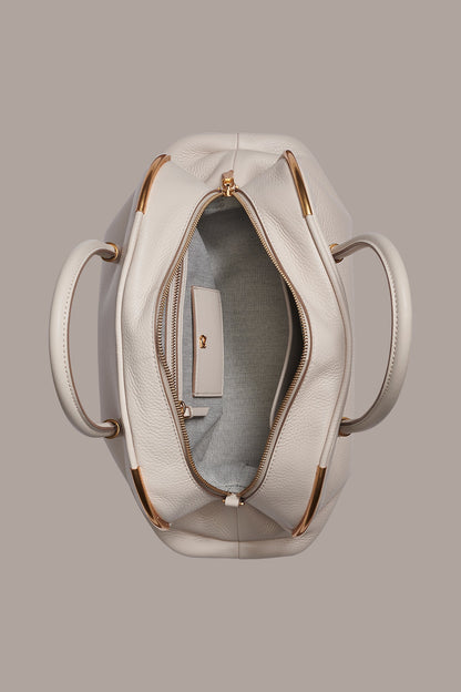 SATIN LEATHER SATCHEL - Sand