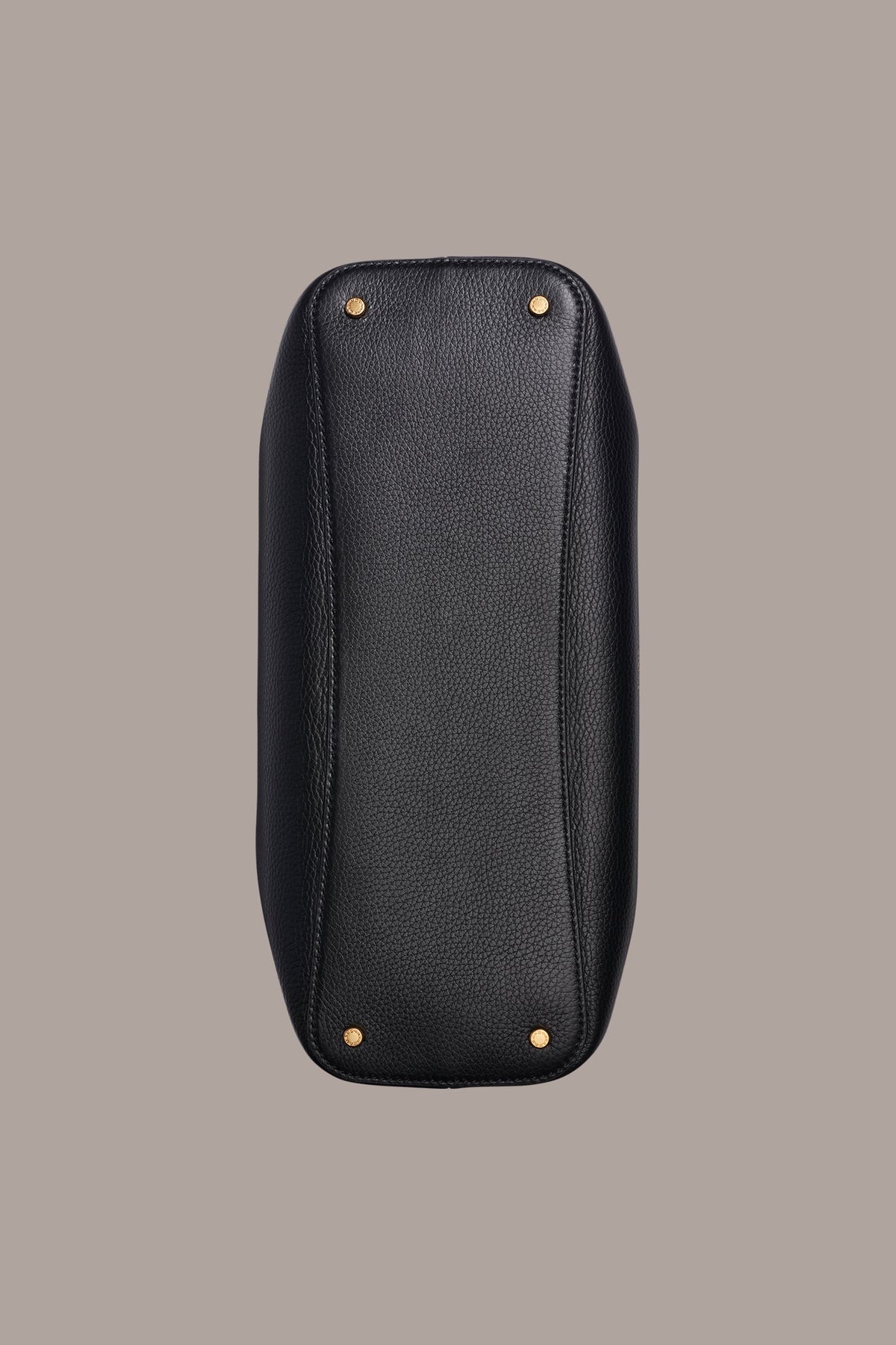 SATIN LEATHER SATCHEL - Black / Gold