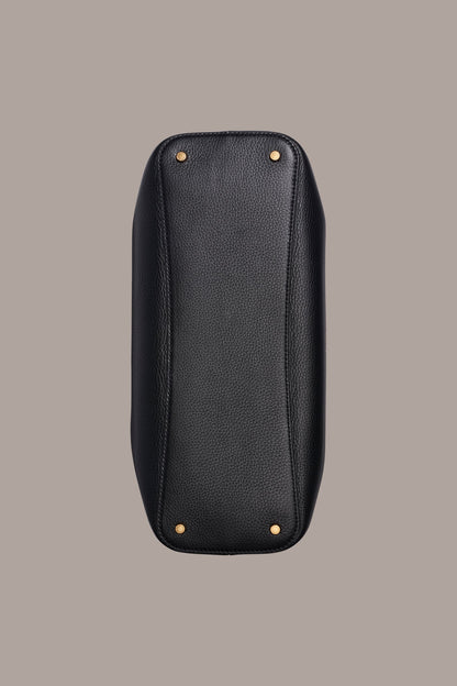 SATIN LEATHER SATCHEL - Black / Gold