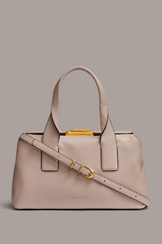 AMAGANSETT LEATHER SATCHEL BAG - SNOW PETAL