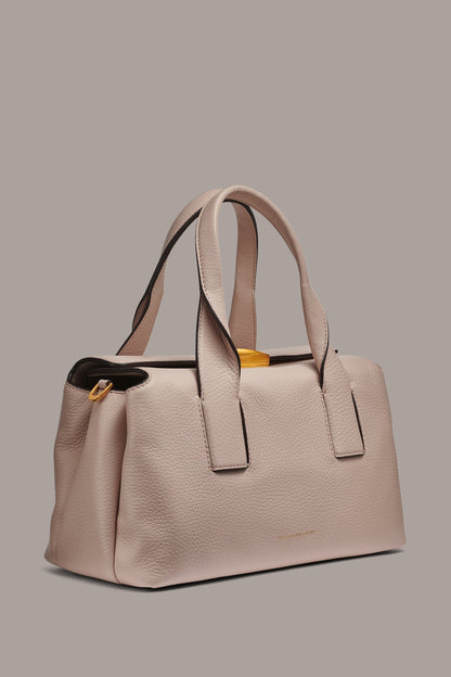 AMAGANSETT LEATHER SATCHEL BAG - SNOW PETAL