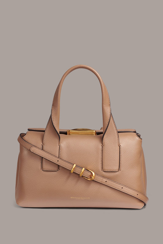 AMAGANSETT LEATHER SATCHEL BAG - TOASTED ALMOND