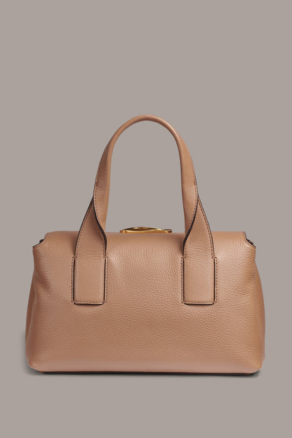 AMAGANSETT LEATHER SATCHEL BAG - TOASTED ALMOND