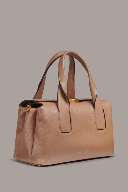 AMAGANSETT LEATHER SATCHEL BAG - TOASTED ALMOND
