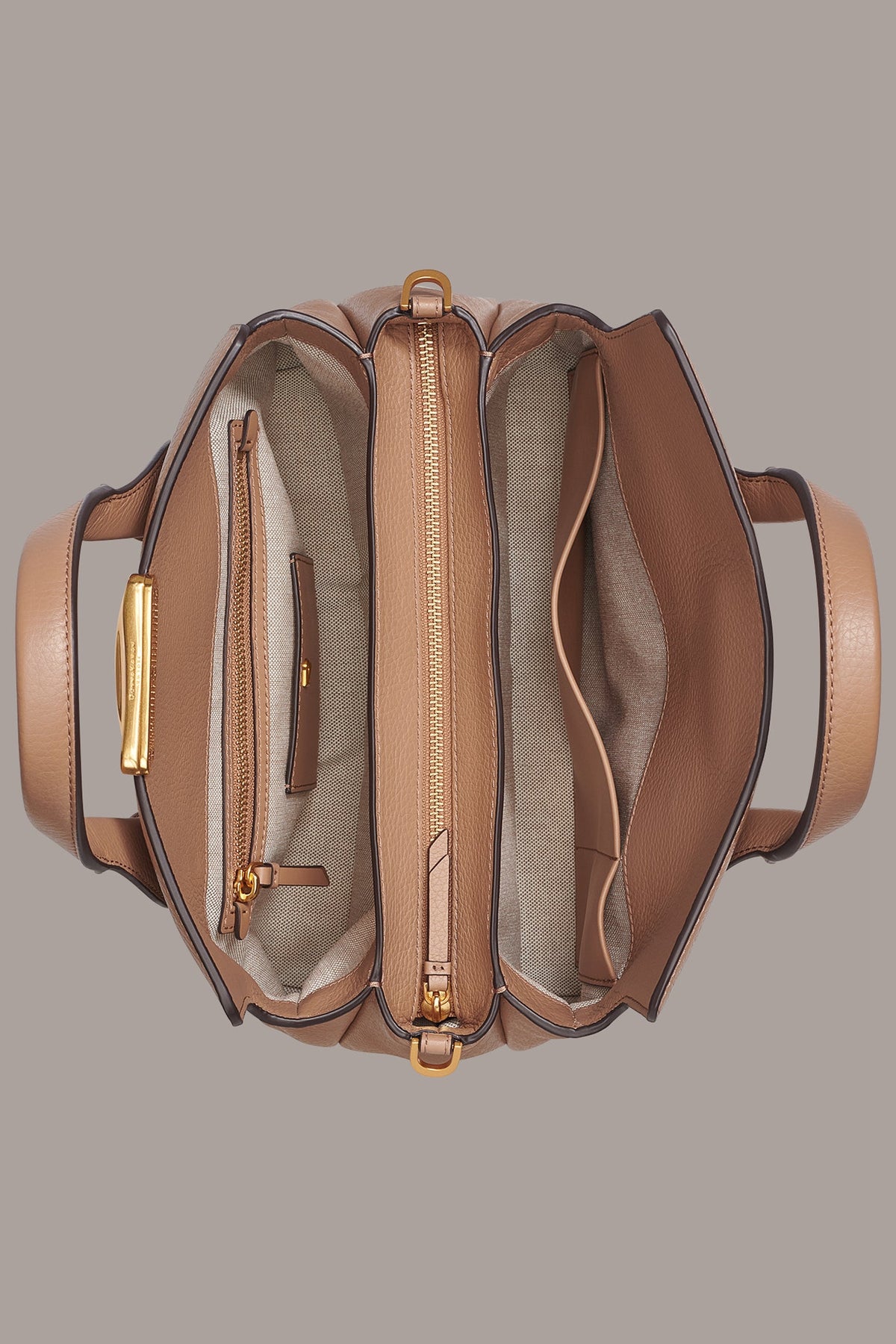 AMAGANSETT LEATHER SATCHEL BAG - TOASTED ALMOND