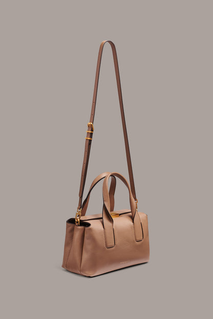 AMAGANSETT LEATHER SATCHEL BAG - TOASTED ALMOND