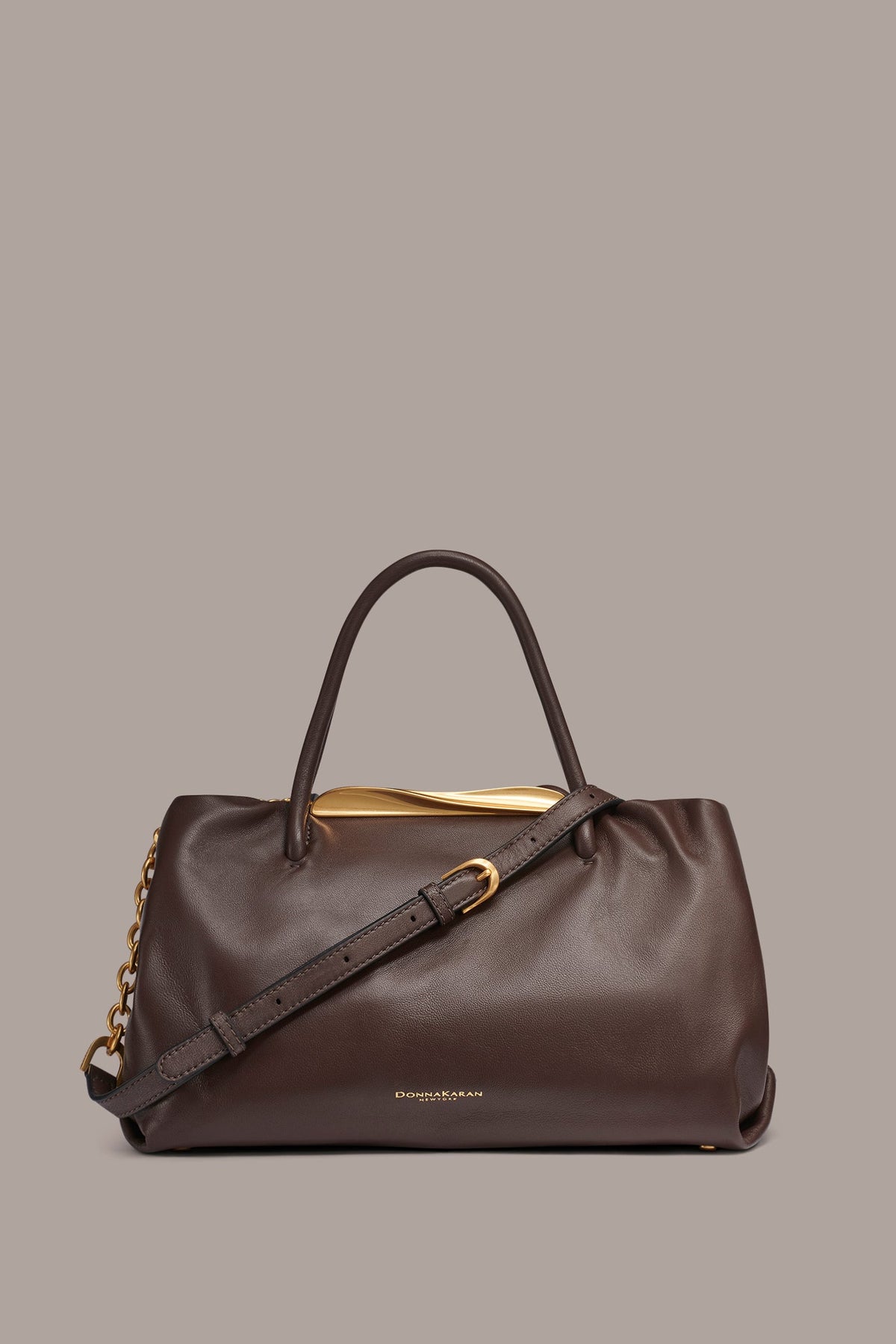 POPLIN LEATHER SATCHEL BAG - Umber