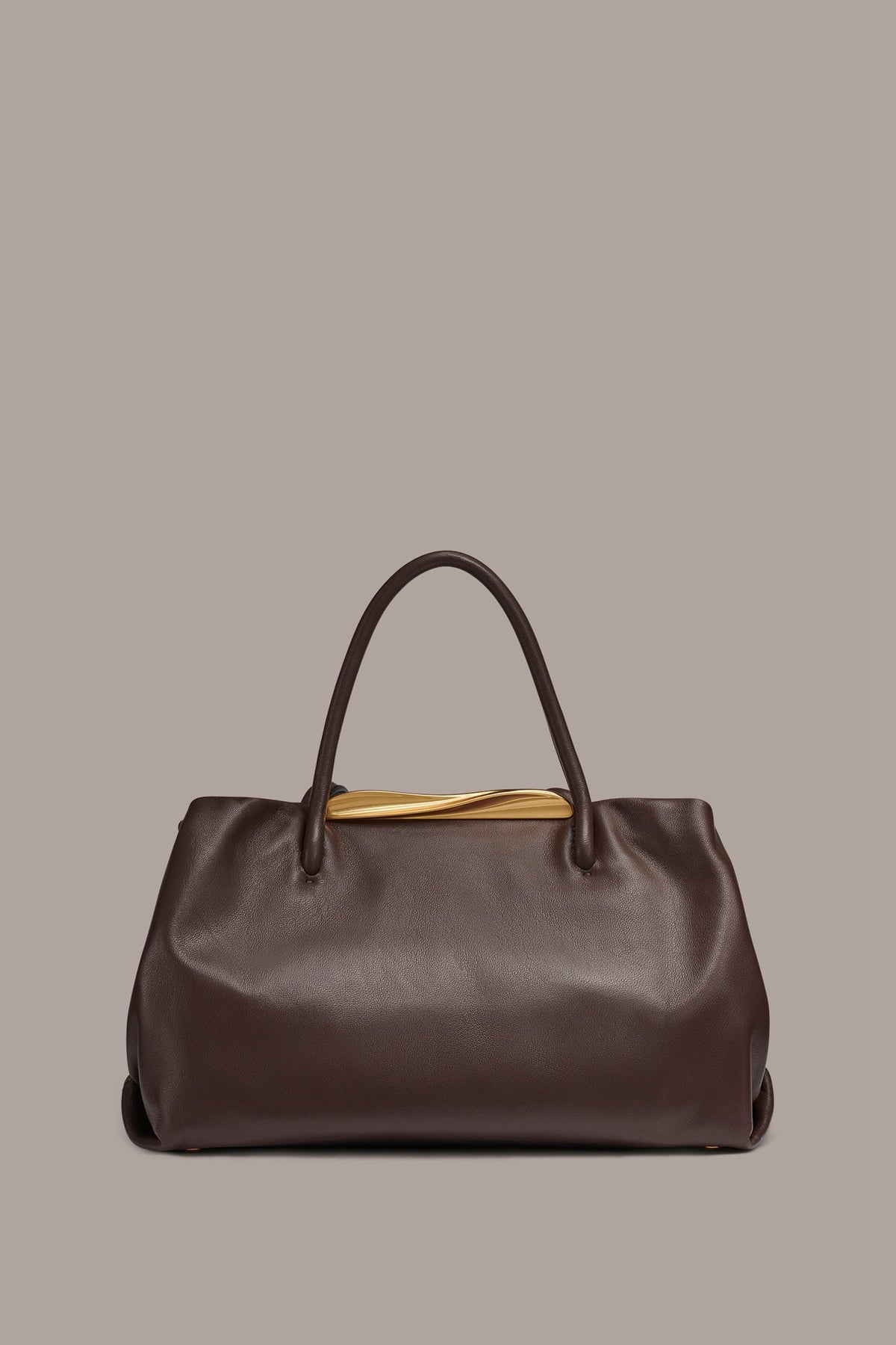 POPLIN LEATHER SATCHEL BAG - Umber